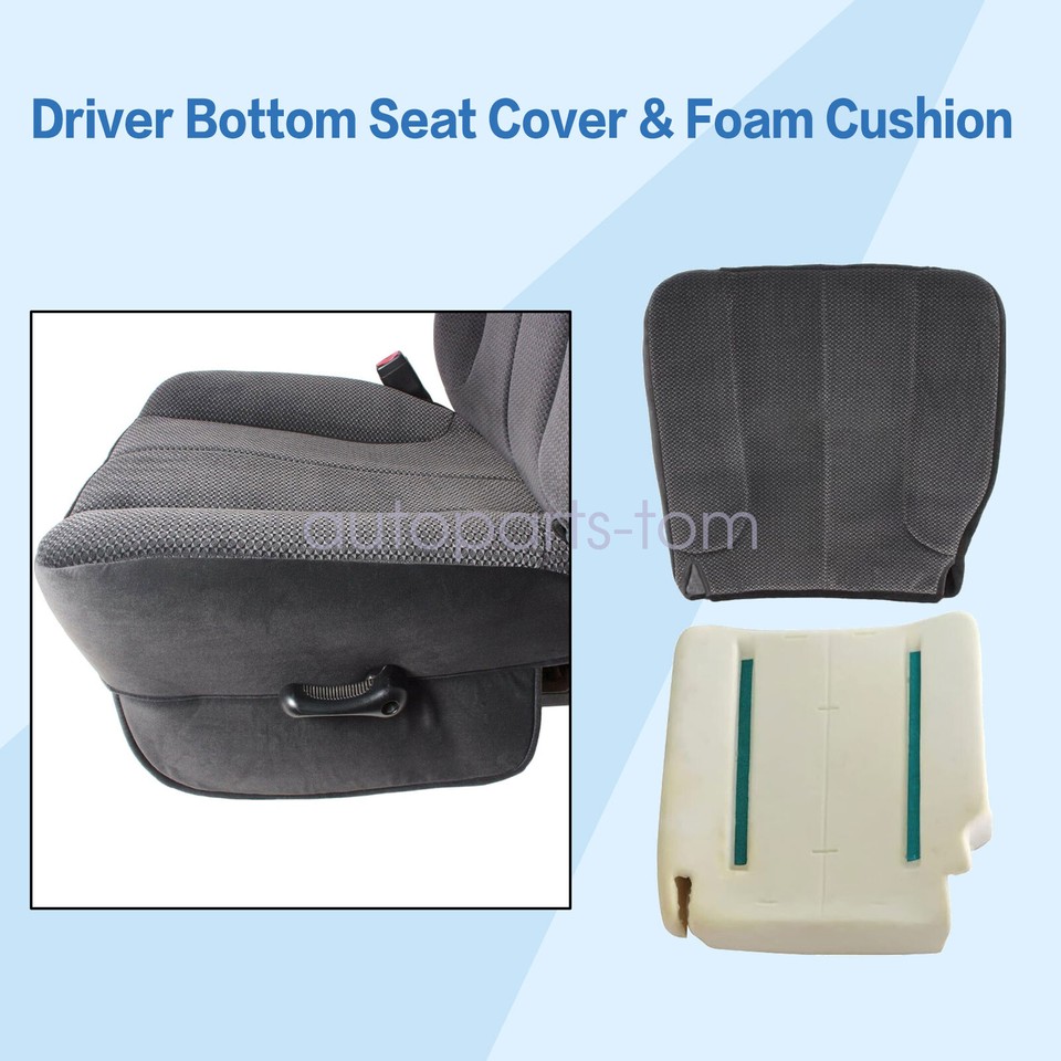 Soillar Driver Bottom Seat Cover & Foam Cushion For 2002-2005 Dodge Ram 1500/2500/3500 - Dark Gray
