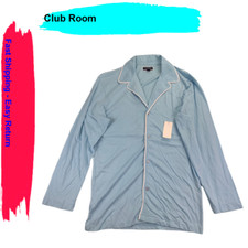 Club Room Men's Soft Piped Pajama Top Cotton-Modal Light Blue, S
