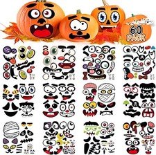 Exorany Halloween Pumpkin Decorating Stickers for Kids, Make 60 Funny Pumpkin Fa