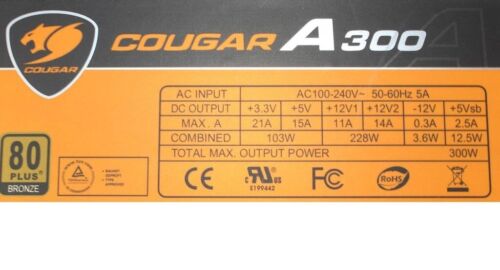 Cougar A300 80+ 300 Watt Netzteil  #27665 - Afbeelding 1 van 2