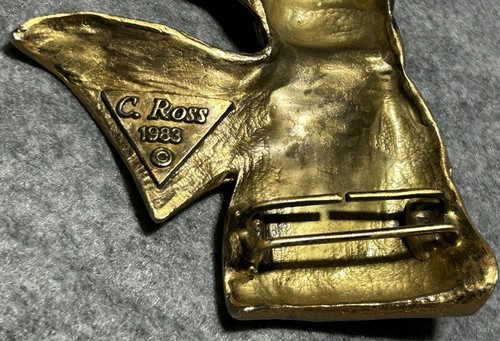 Christopher Ross Gold plate 1983 Bow Belt Buckle Large 5” Marked Vintage - Picture 3 of 3