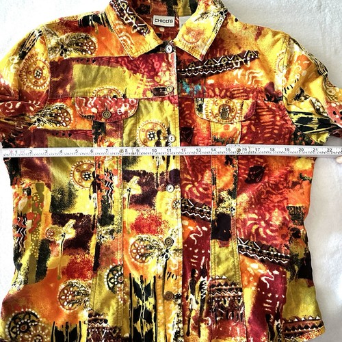 CHICO'S Jacket 2 Southwestern Native Art To Wear LIGHTWEIGHT CORDUROY Tribal - Picture 7 of 12