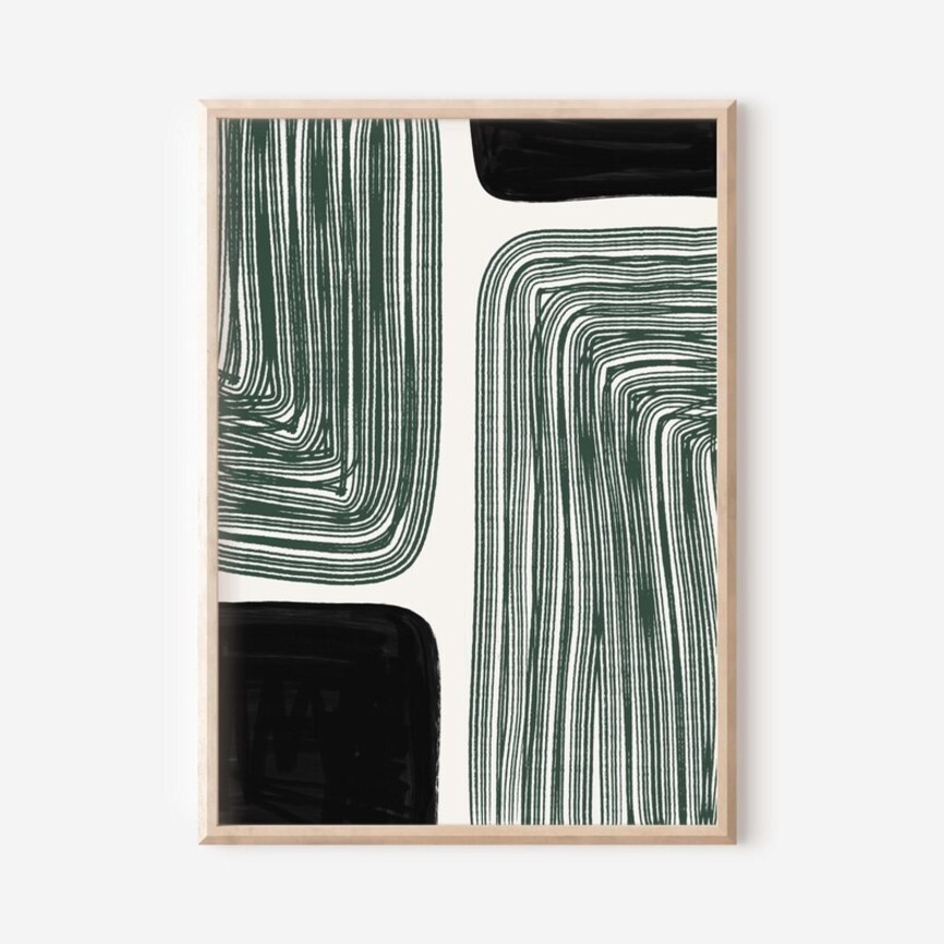 Minimalist Green Wall Art, Abstract Printable Home Decor, Elegant Home Wall Art