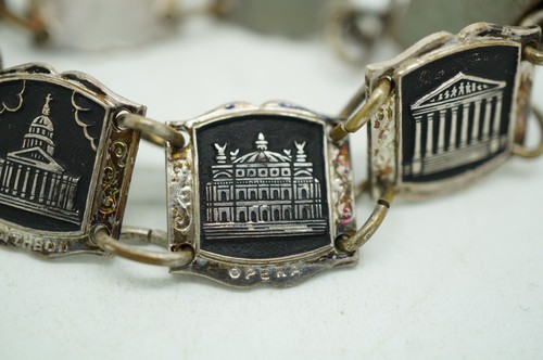 Sterling Silver Paris France Ses Monuments Souvenir Panel Bracelet 22g - Picture 11 of 13