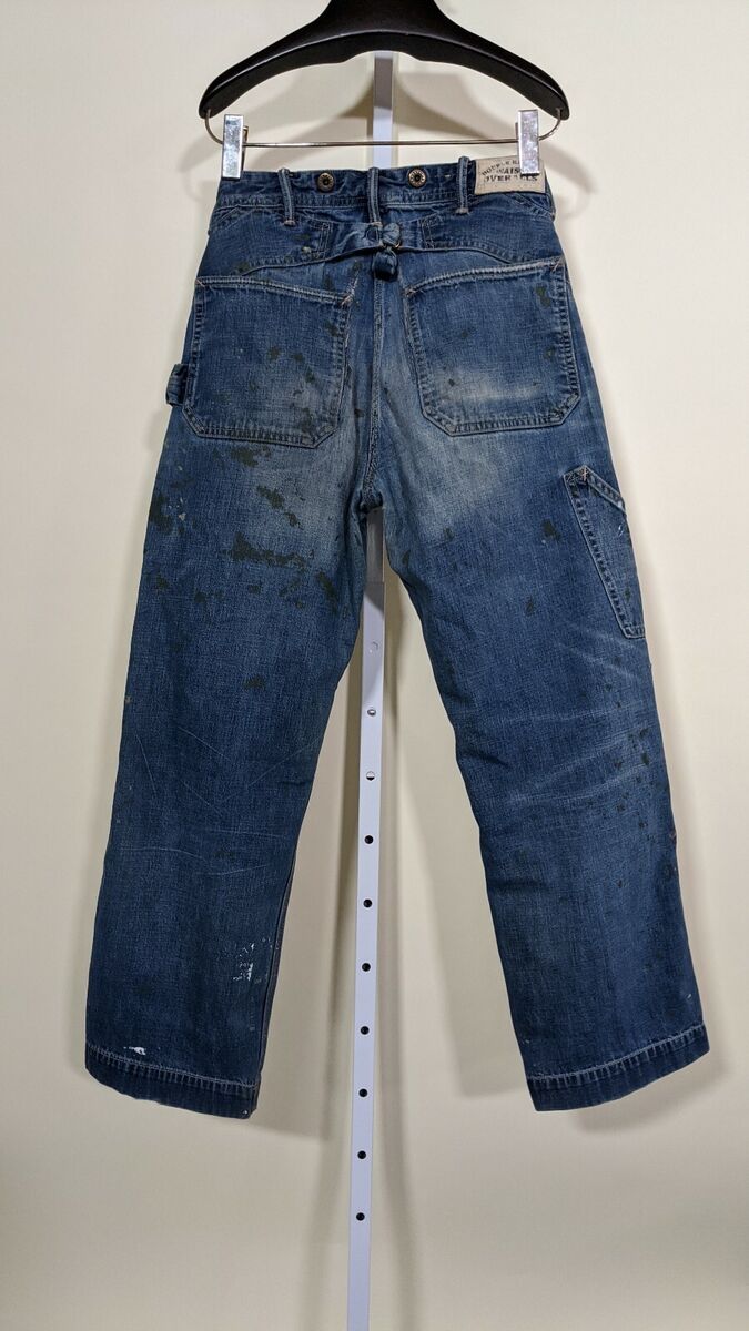 RRL Waist Overalls Denim Carpenter Jeans Paint Splatter RRL Waist Overalls Denim Carpenter Jeans Paint Splatter