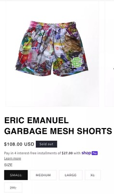 Asspizza Eric Emanuel Garbage Shorts (Limited To 100 Pairs) Size