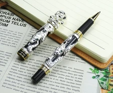 Jinhao Skull Vintage Metal Rollerball Pen F 0.5mm Unique Cap Silver Heavy Pen
