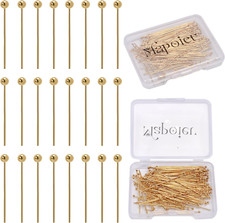 100Pcs 50Mm 14K Gold Filled Ball Head Pins DIY Crafts Beads Charms Earring