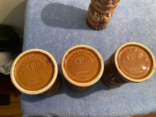VINTAGE ORCHIDS OF HAWAII - TIKI DRINK MUGS (3) R-91 AND R-3 WITH GREEN EYES - Picture 8 of 14