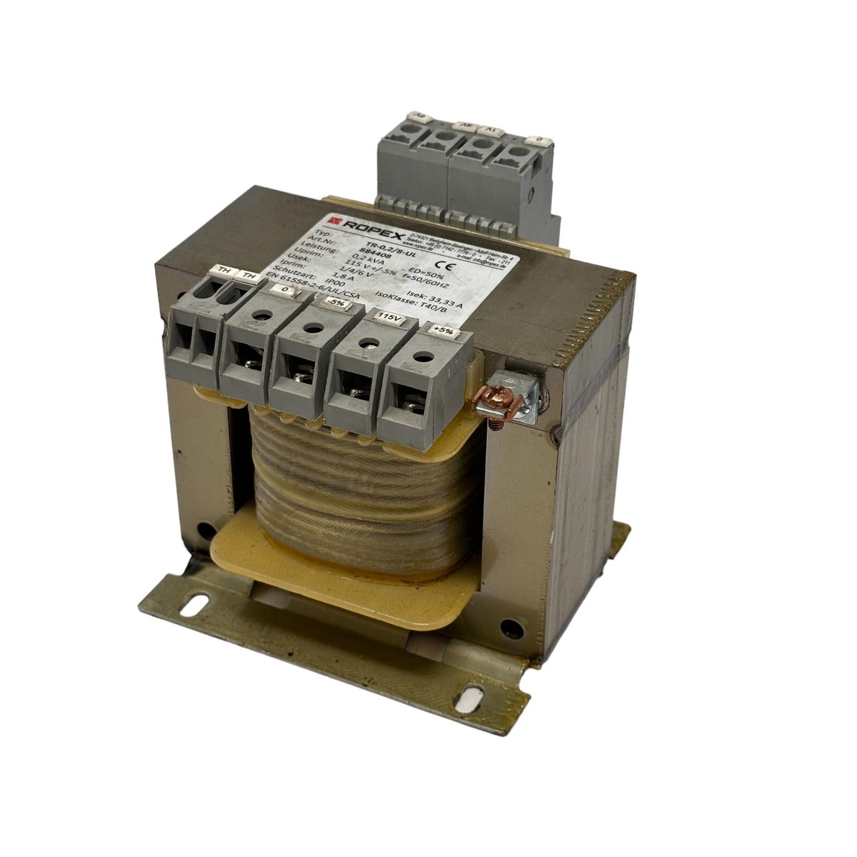 Ropex TR-0,2/8-UL Transformer 115V 0.2kVA 50/60Hz Heating