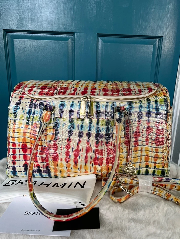 NOVO COM ETIQUETAS BRAHMIN🐊MULTICOLORIDO COMEMORAR TALULLA MELBOURNE COURO FIM DE SEMANA ESTOJO DE TREM - Imagem 4 de 4