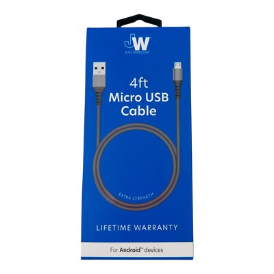 Just Wireless Micro USB Cable 4ft Charging Cable for Android Devices -Sealed Box