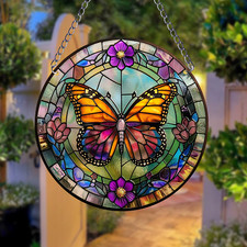 Beautiful Butterfly Acrylic Stained Glass Style Hanging Suncatcher