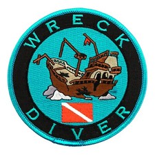 WRECK DIVER SCUBA PATCH DIVING SHIPWRECK ROUND DIVEMASTER embroidered iron-on