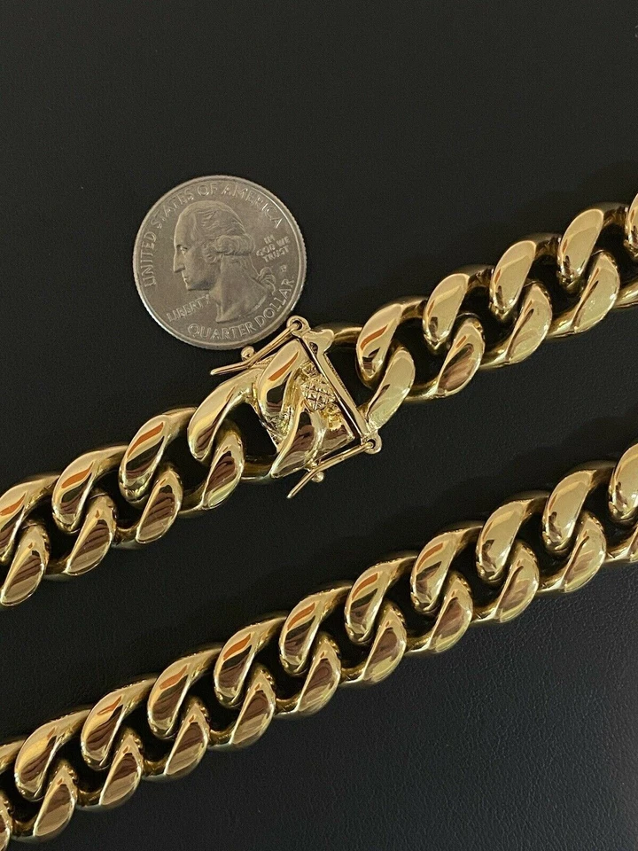 16mm 30" Mens Miami Cuban Link 14k Gold Plated Real Stainless Steel Hip-Hop - Image 4 of 4