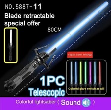 Lightsaber Rgb Laser Sword Toys Light Saber 7 Changeable Colors Telescopic 80cm