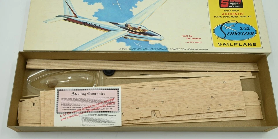 Sterling Balsa Schweizer 2-32 Sailplane Kit Incomplete - Image 3 of 3