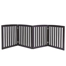 4 Panels Pet Gate 24" Step Over Fence Doorway Hall Stairs Foldable Pet Fence Pen