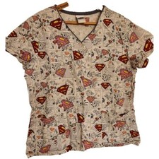 DC Comics Supergirl Nurse Vet Dental Scrub Top Women's Size Medium