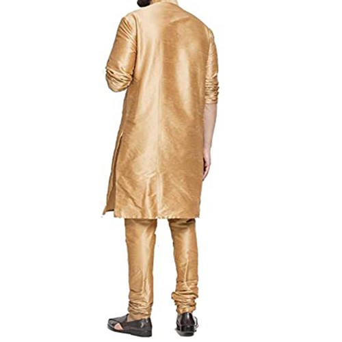 Traditional Plain Full Sleeve Silk Kurta Pajama Regular Fit Party Were For Mens - Picture 15 of 66