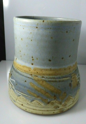 Wally Smith Studio Art Pottery Utensil Crock Vase Fire Reduction Signed Vintage - Picture 10 of 12
