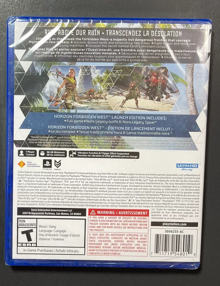 Sony PlayStation 5 Jeux, Horizon Forbidden West PS5, Édition