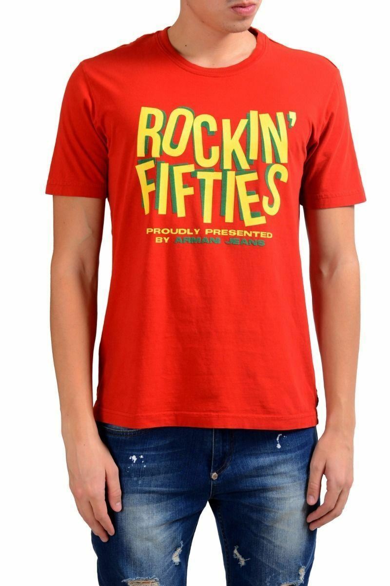 Мужская красная футболка с круглым вырезом Armani Jeans AJ Rock in Fifties, размер S, M, L, XL 2XL