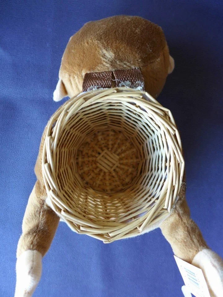 Stuffed Monkey Doll Wicker Basket Toy Decor Presents Candy Treasure Keeper - Image 3 of 4