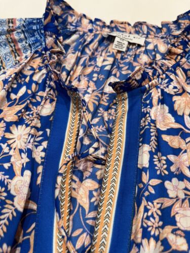 Vestido Anthropologie Current Air Los Angeles Azul y Rosa Floral Plisado Acanalado - Imagen 7 de 15