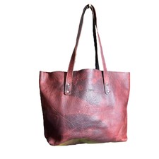 Chic Sparrow Rustic Leather Tote Bag Red Burgundy 