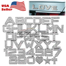 Custom Crystal Alphabet & Number Chrome 3D Auto Emblem letter Badge Decal Car