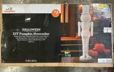 Way To Celebrate 72'' DIY Pumpkin Nutcracker White LED Halloween Yard Decor
