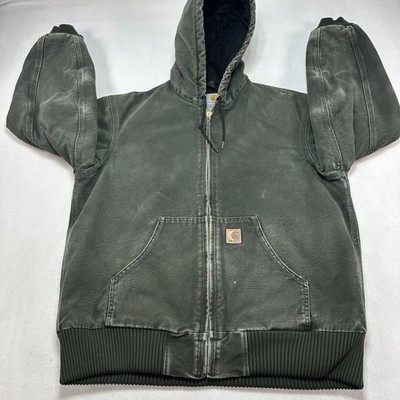Carhartt Active Jacket Mens Medium Green Insulated Quilt Lined Workwear J130 MOS