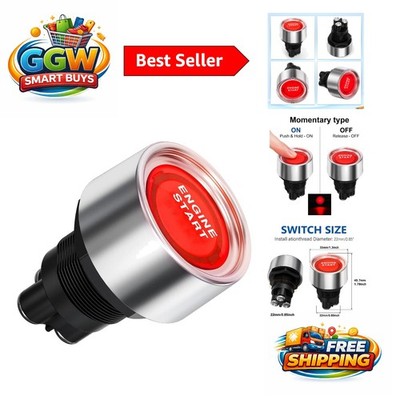 Universal 12-24V Engine Start Button with LED Indicator   Push & Go Convenience
