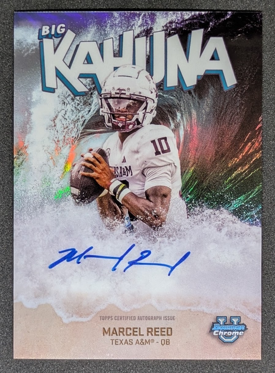 2025 Bowman University Chrome Football Marcel Reed Big Kahuna Auto Case Hit