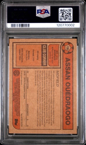 Assan Ouedraogo 2024 Topps UEFA Living Set #720 RC PR/784 Leipzig PSA 10 POP 2 - Imagen 2 de 2