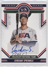 2022 Panini USA Baseball Stars & Stripes Blue Ink /399 Jordan Sprinkle Auto tj1