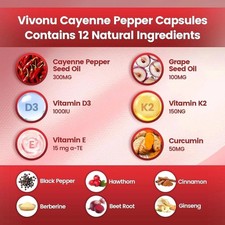 VivoNu Cayenne Pepper Softgels Supplement - 240 Capsules NEW FREE SHIP - Image 3