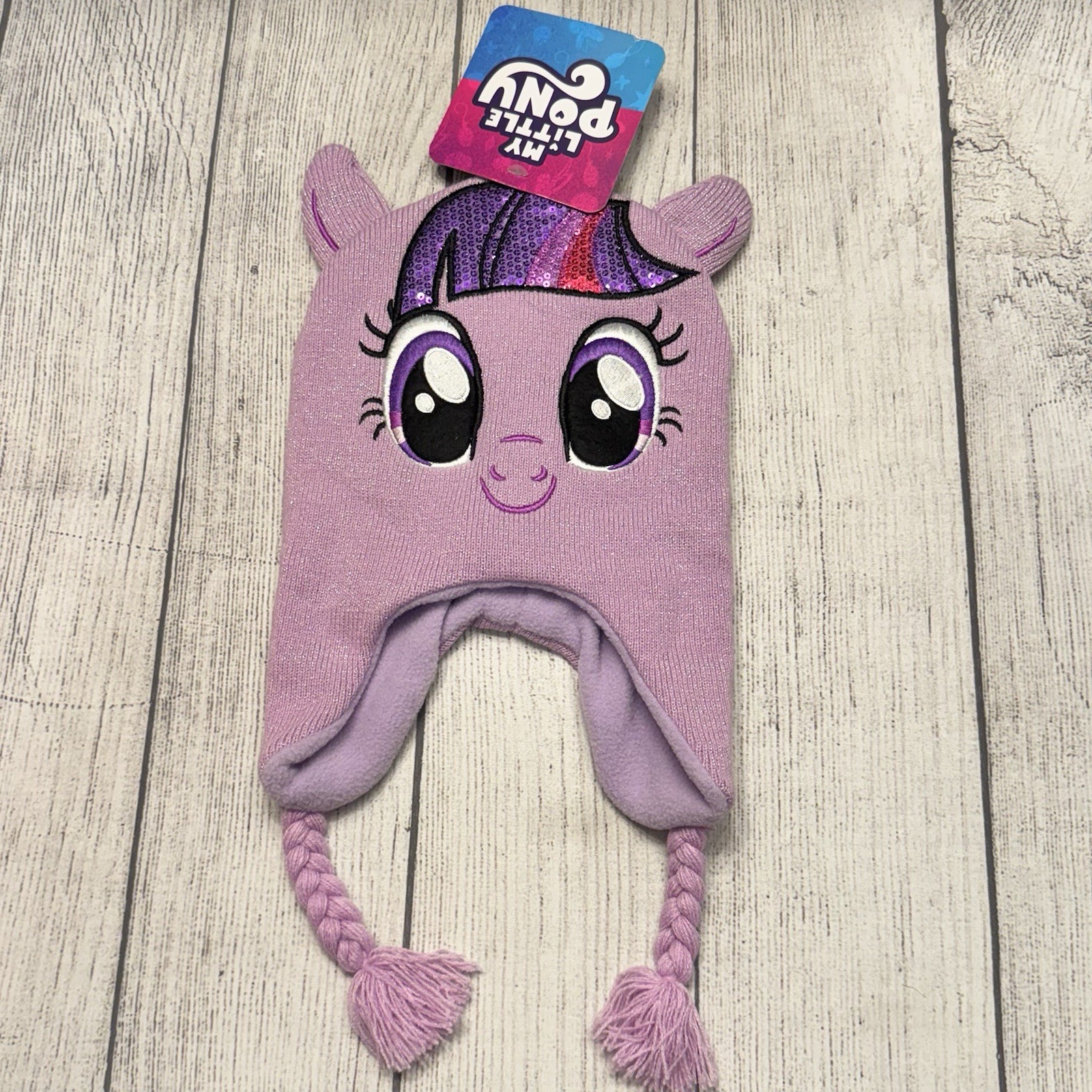 Cappello berretto berretto My Little Pony ragazza giovane viola e maglia taglia unica foderato in pile