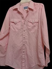 Pearl Snap Rockmount Ranch Wear Men  s M Pink Polka Dot Long Sleeve Shirt
