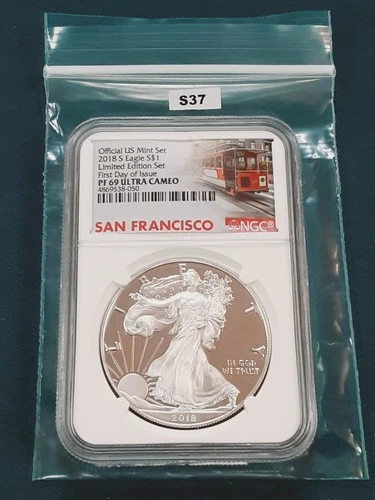 2018 S American Silver Eagle NGC PF69 Cameo FDOI Limited Edition set Coin! S37