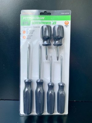 PITTSBURGH 6piece Screwdriver Set  3 Straight  3 Phillips Magnetic Tips