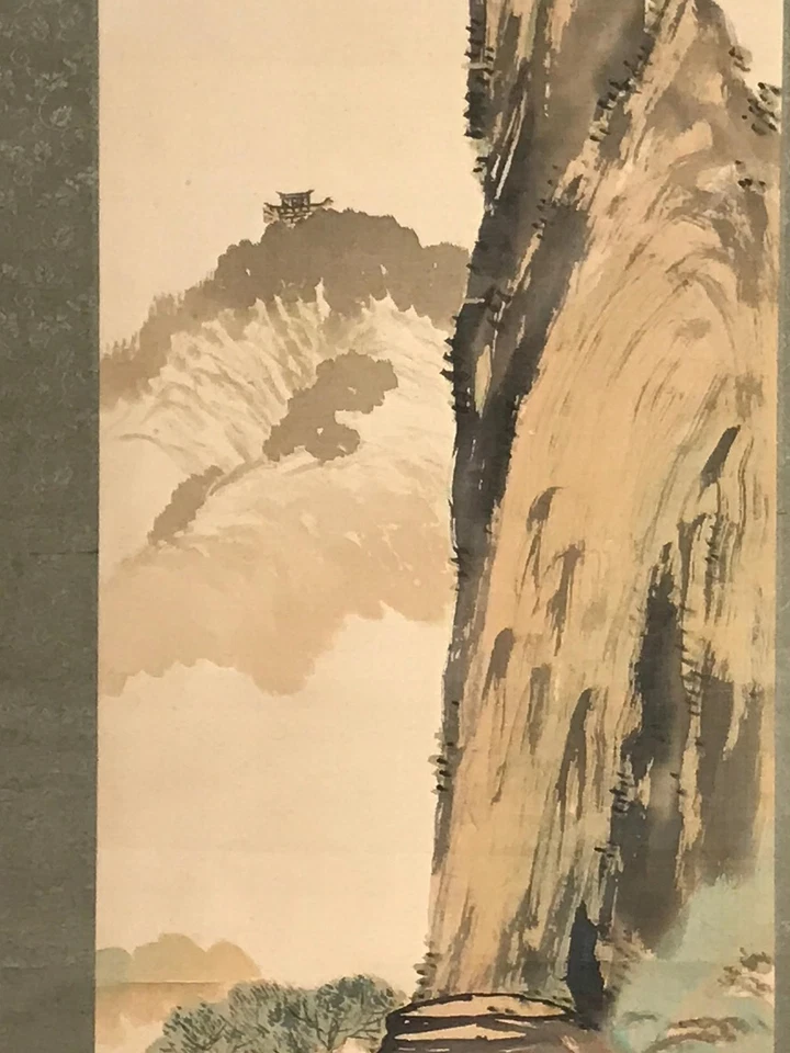 Rollo colgante japonés de colección Kakejiku acantilado pino paisaje tinta color KJ73 Foto 3 de 4