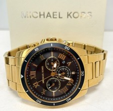 Michael Kors MK-8803 Gold Tone Chronograph Men's Watch Roman Dial 44mm Box