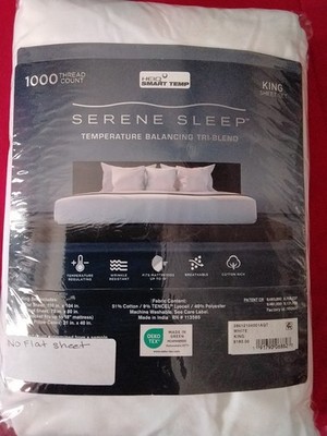 SERENE SLEEP Cool Comfort 1000-Thread Count ~ White 3-Pc. Sheet Set ~ Size King 
