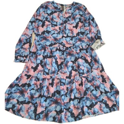 Multiblu Long Kleid 36 Damen Dress Damenkleid Gr. EU 36 Blau Mit Blumen Pattern