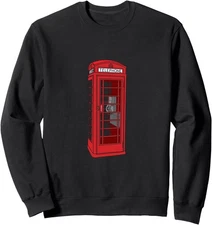 Vintage London Red Telephone Booth Retro British Design Sweatshirt