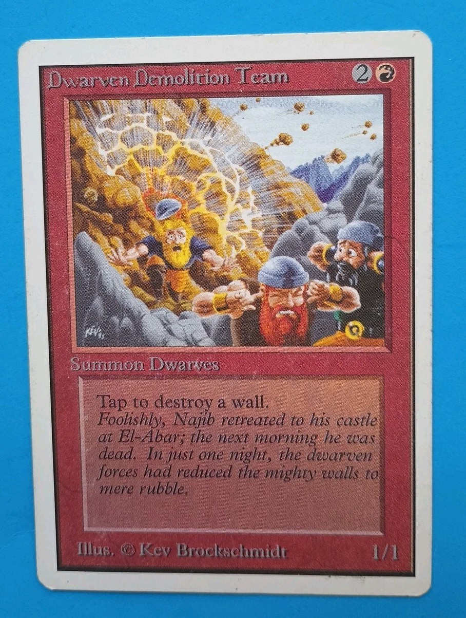 Magic the Gathering Unlimited DWARVEN DEMOLITION TEAM  U MP/HP  1993 VINTAGE !