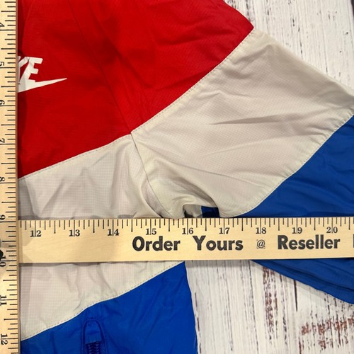 Nike Windrunner Hooded Jacket Kids M Red White Blue Full Zip Lightweight Retro - Picture 4 of 8