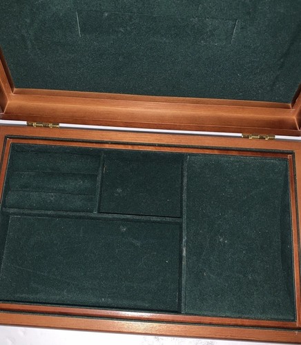 Vintage Crown Court Holz Schmuck Diener Box 2-lagig grün Samtfutter - Bild 4 von 12